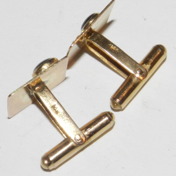 Vintage 14K Gold Black Star Sapphire Cufflinks Square Very Rare!! - Picture 12 of 16